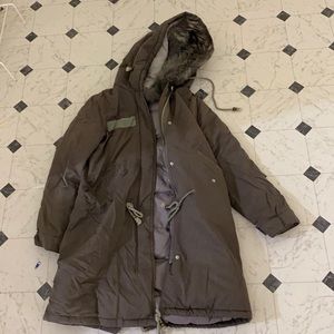 Fluffy Warm women down jacket with fur collar